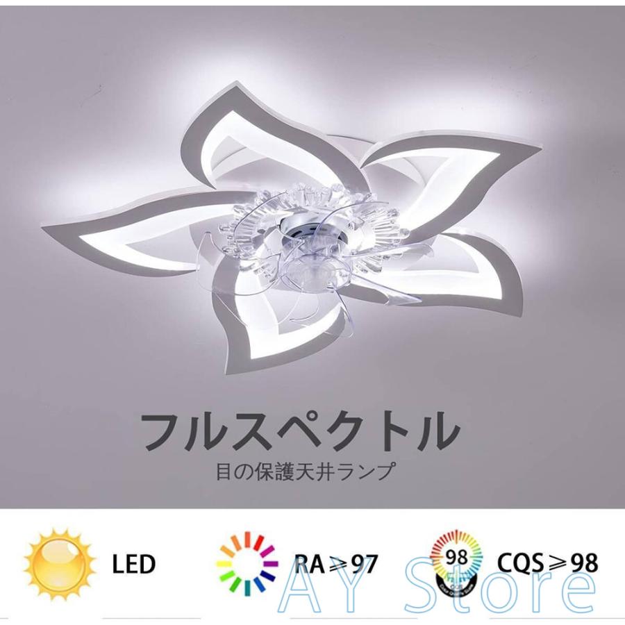 シーリングファンライト led シーリングファン シーリングライト ファン付き 12畳 調光調色 風量調節 逆回転機能 天井照明 ブラック/ホワイト_5