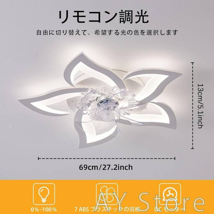 シーリングファンライト led シーリングファン シーリングライト ファン付き 12畳 調光調色 風量調節 逆回転機能 天井照明 ブラック/ホワイト_7