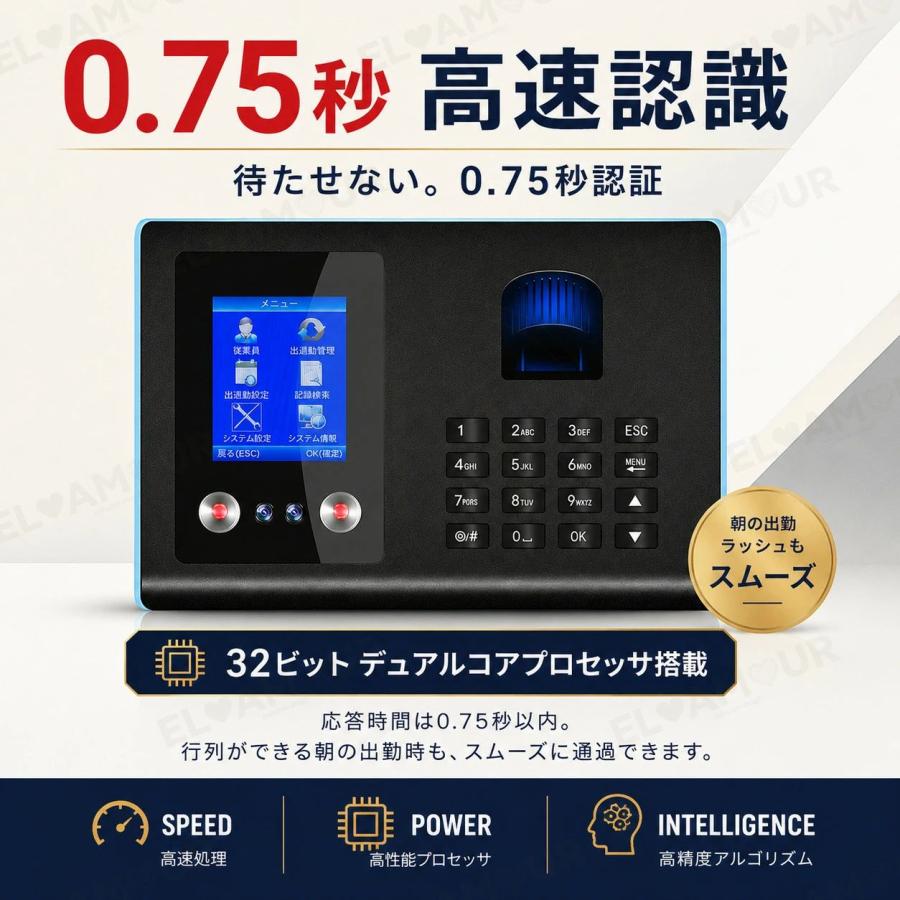 タイムレコーダー 【三つの認証方式！】 顔認証/指紋認証 集計機能なし