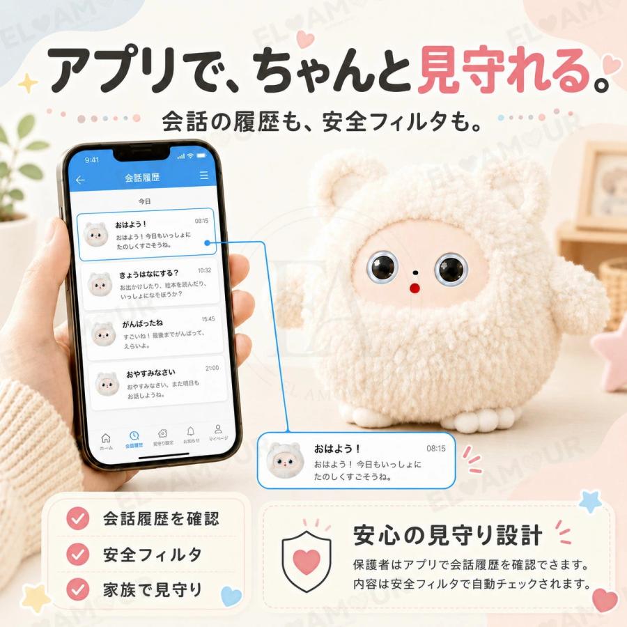 AI うさぎ ぬいぐるみ しゃべる 動く 知育玩具 生成AI搭載 ChatGPT対応
