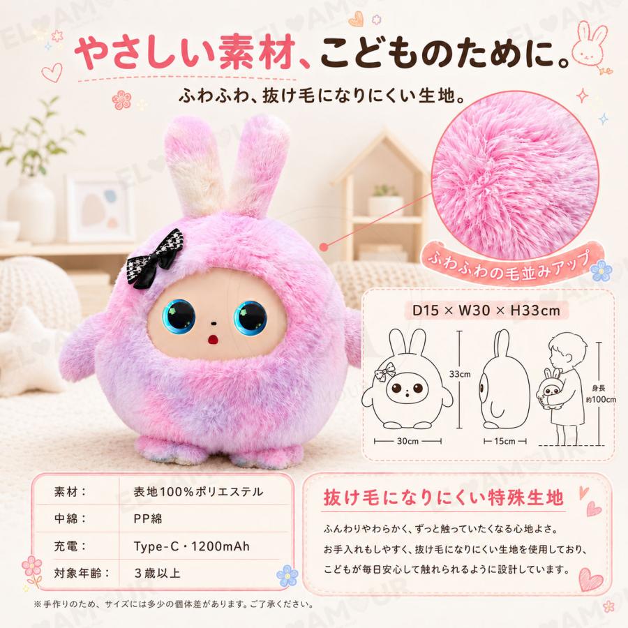 AI うさぎ ぬいぐるみ しゃべる 動く 知育玩具 生成AI搭載 ChatGPT対応