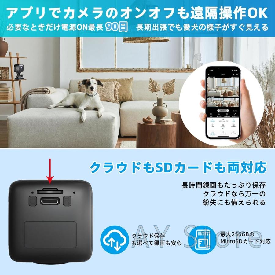 小型カメラ WiFi 防犯カメラ 隠しカメラ 準4K 画質 スマホ連動 遠隔