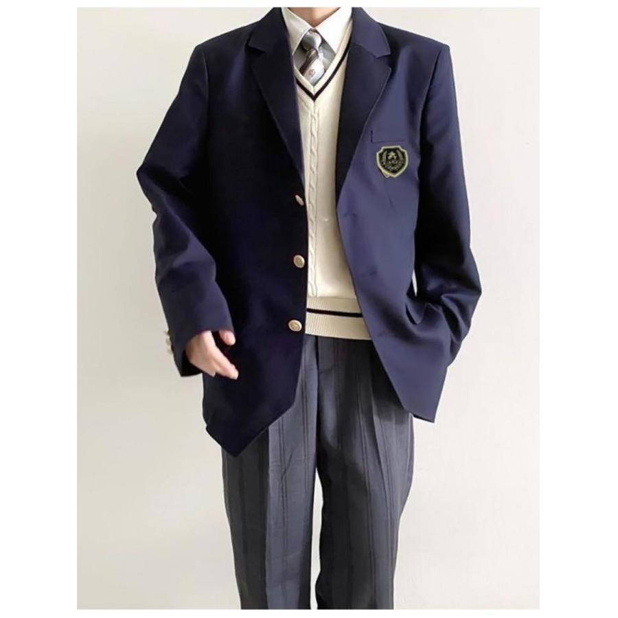 学生服 ロングパンツ 紺 無地 スクールジャケット ブレザー 男子高校
