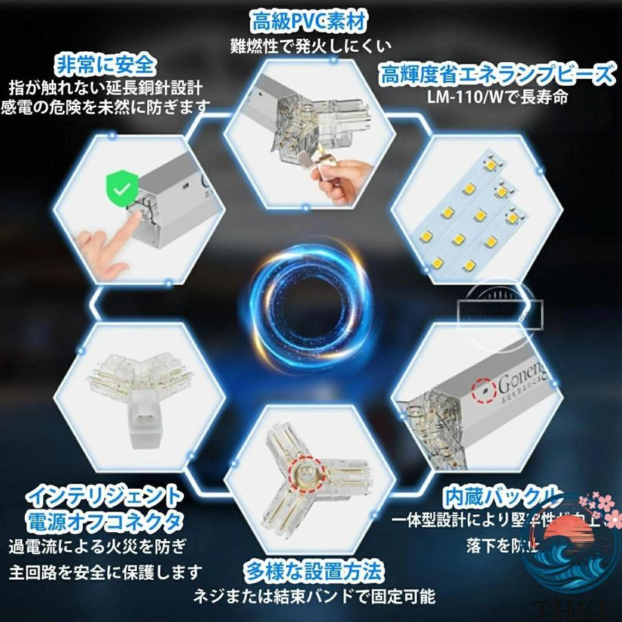 ハニカムライト ヘキサゴンライト LED 高輝度 ガレージ用六角形LEDライト 6500K 純白色光_2