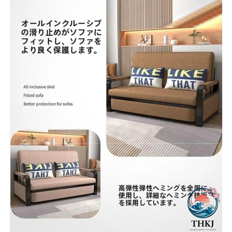 ソファーベッド 折りたたみ式 デッキチェア コンパクト 綿麻カバー洗濯可 多機能_2