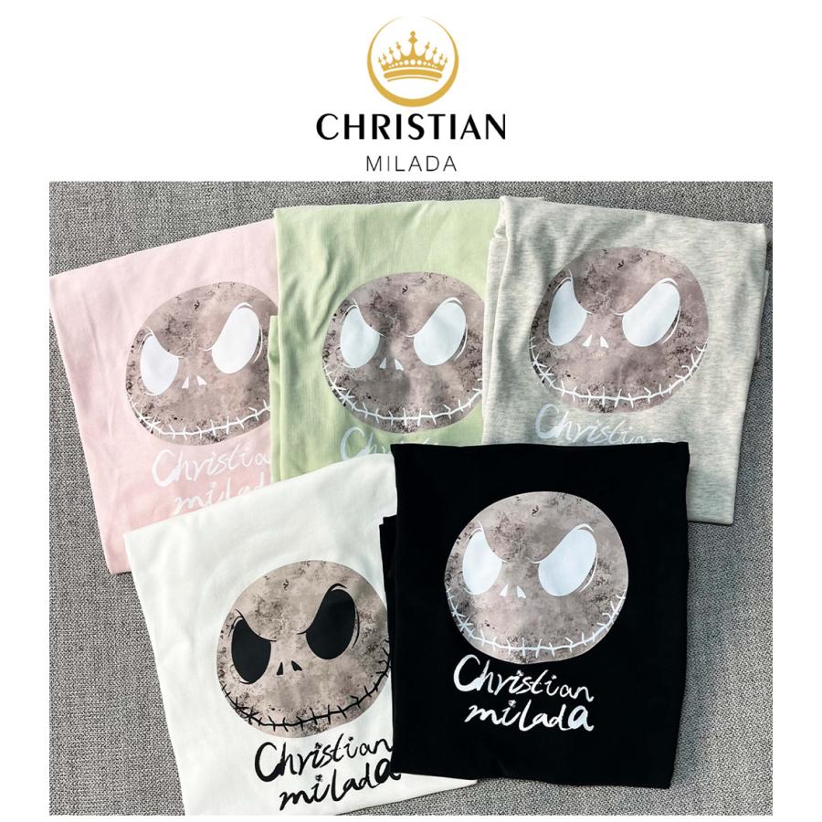 Tシャツ 半袖 EU製 christian milada ミラノ発 綿100％ スカル柄 個性 面白い ゆったり カットソー トップス カジュアル ストリート 街着 夏服 | ブランド登録なし | 03