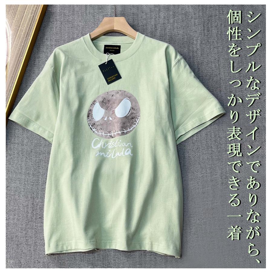 Tシャツ 半袖 EU製 christian milada ミラノ発 綿100％ スカル柄 個性 面白い ゆったり カットソー トップス カジュアル ストリート 街着 夏服 | ブランド登録なし | 08