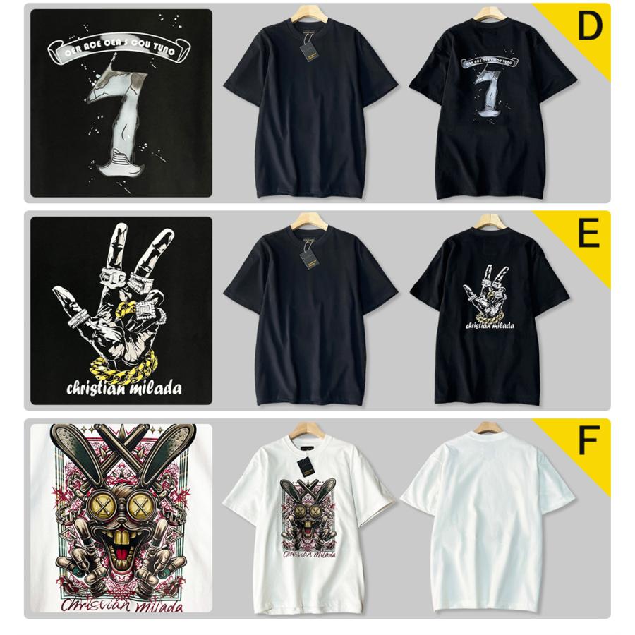 Tシャツ 半袖 EU製 christian milada ミラノ発 綿100％ ペインティング ゆったり トップス プルオーバー カジュアル レディース メンズ カップル 夏 | ブランド登録なし | 05