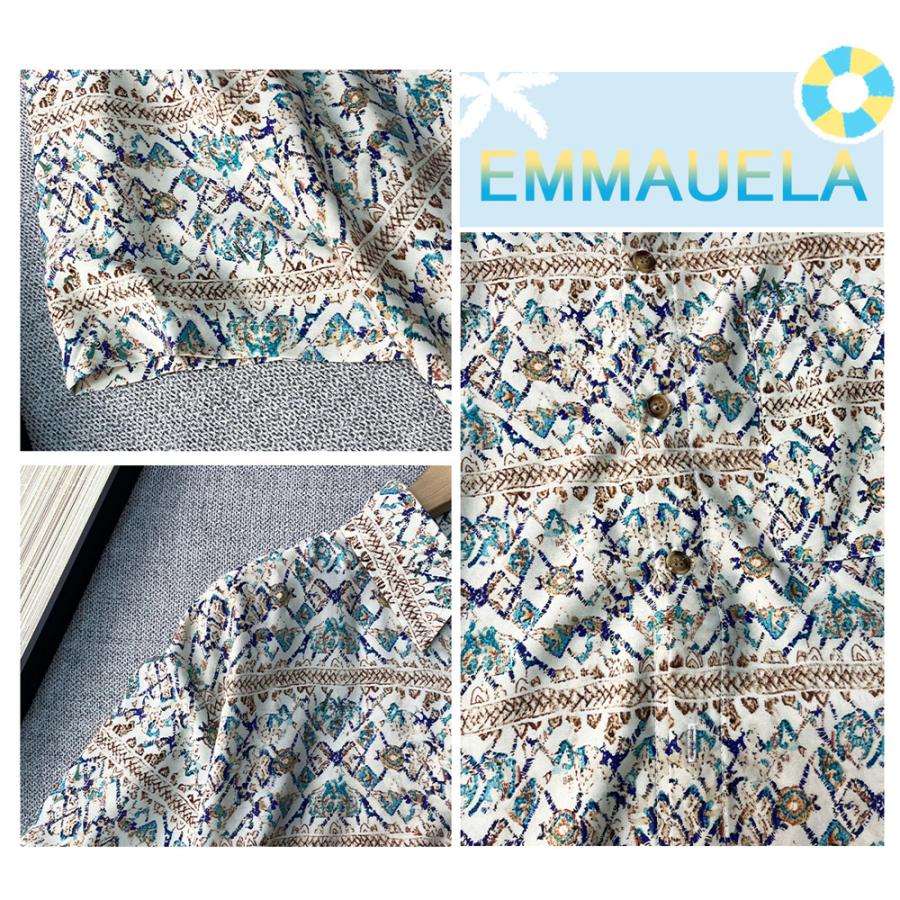 シャツ アロハシャツ 半袖 EU製 Emmauela ミラノ発 シルク混 薄手 爽やか 速乾 接触冷感 個性 総柄 アロハ トップス 開襟シャツ カジュアル ゆったり | ブランド登録なし | 06