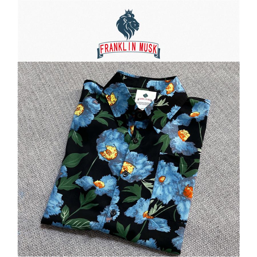 シャツ アロハシャツ 半袖 EU製 FRANKLIN MUSK ニューヨーク発 シルク混 薄手 通気 ゆったり 個性 花柄 アロハ 花柄シャツ カジュアル 海 旅行 ビーチ | ブランド登録なし | 03