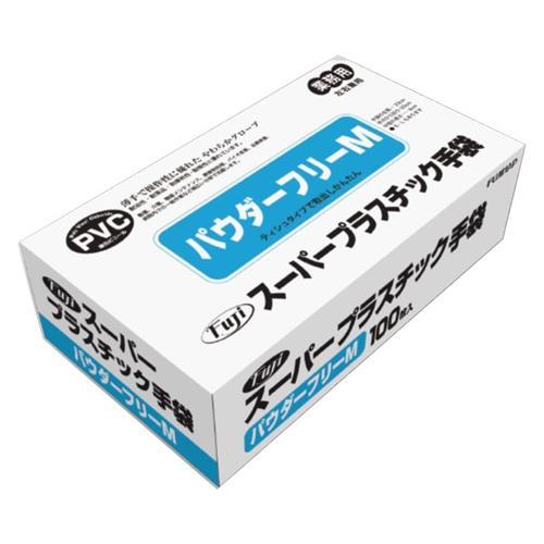 【3000枚】プラスチック手袋　Mサイズ スーパープラスチック手袋 Mサイズ 100枚入 30箱 3000枚 フジ