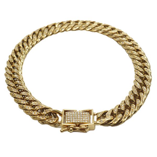 K18YG ブレスレット 喜平 ブレスレット ダイヤ付き W6面 22cm 52g キヘイ 18金 750 造幣局検印あり ダブル6面 男女兼用 1.50ct刻印あり | 