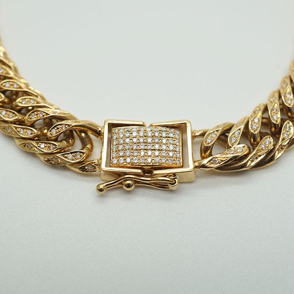 K18YG ブレスレット 喜平 ブレスレット ダイヤ付き W6面 22cm 52g キヘイ 18金 750 造幣局検印あり ダブル6面 男女兼用 1.50ct刻印あり |  | 01