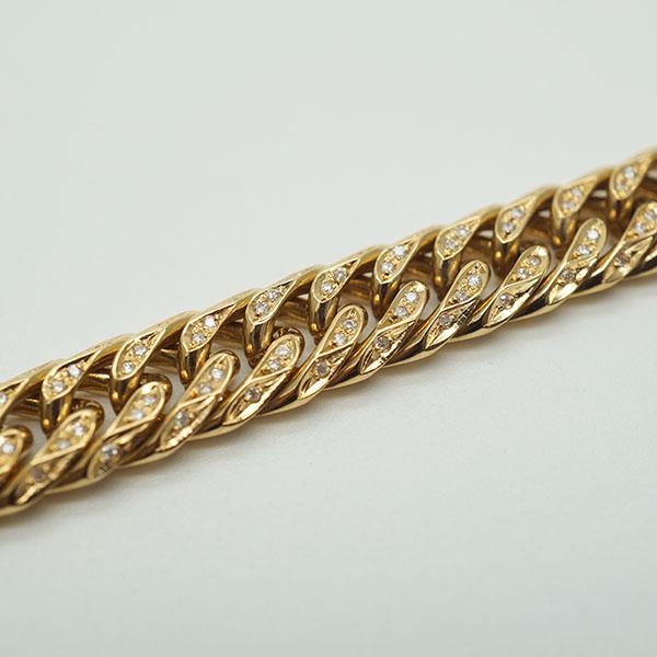 K18YG ブレスレット 喜平 ブレスレット ダイヤ付き W6面 22cm 52g キヘイ 18金 750 造幣局検印あり ダブル6面 男女兼用 1.50ct刻印あり |  | 05