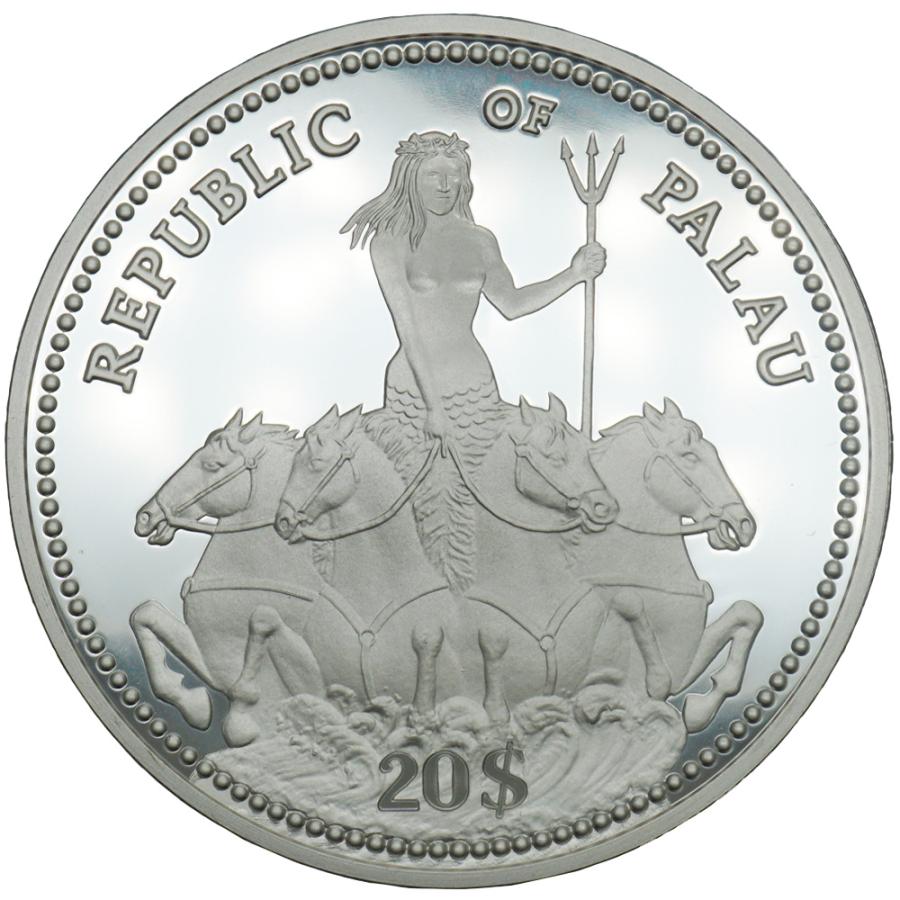 貨幣 パラオ共和国 国連50年 20ドル 銀貨 海洋図 156g 1995年 SV1000 シルバーコイン ケース付き メダル  【ジュエラー】  20446312