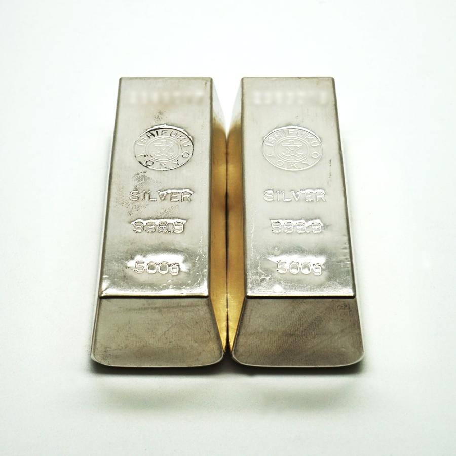 中古AB/使用感小 インゴット 純銀 500g 2点 1kg 1000g 石福金属 銀地金
