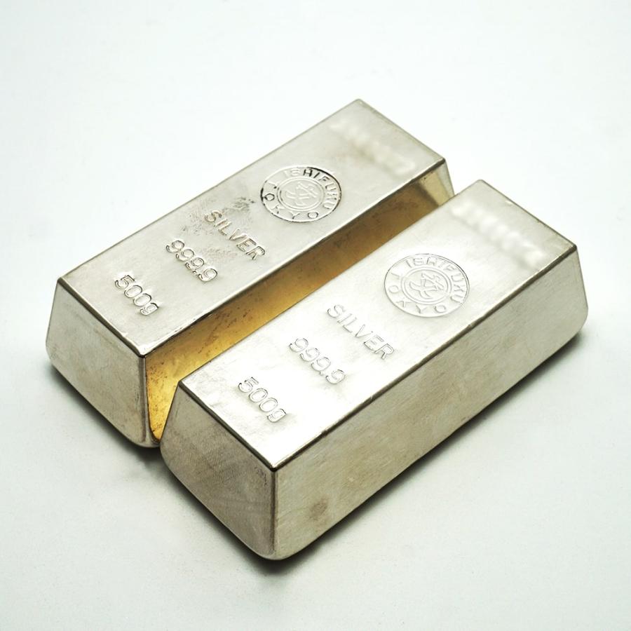 中古AB/使用感小 インゴット 純銀 500g 2点 1kg 1000g 石福金属 銀地金