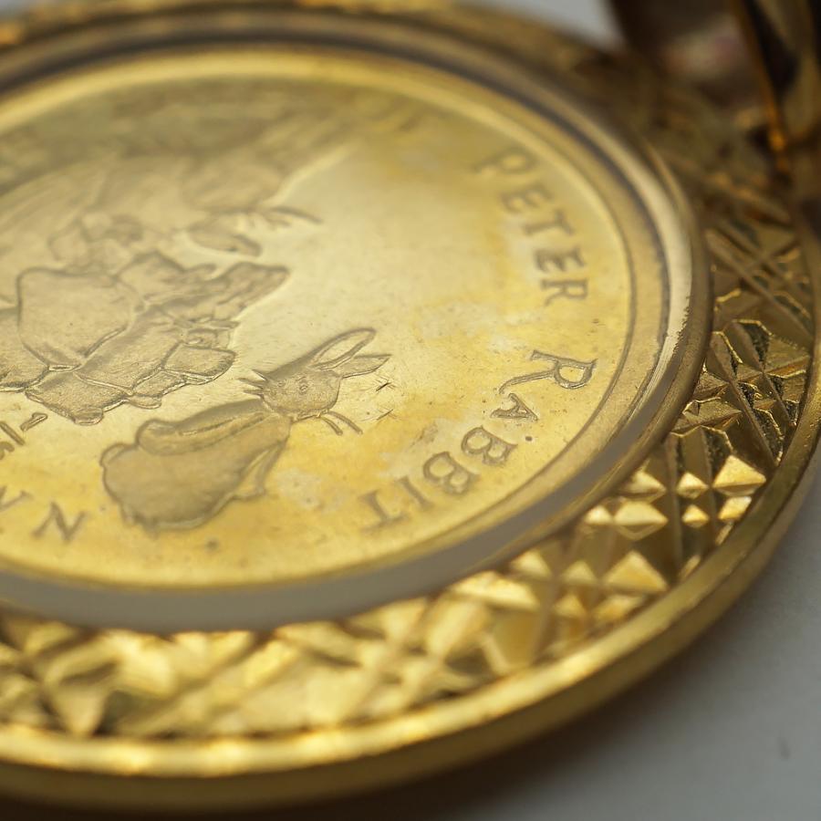 コイン：K24/枠：K18 ペンダントトップ ペンダントトップ 純金 ピーターラビットコイン 1994年 エリザベス女王 1/25オンス 1/25oz