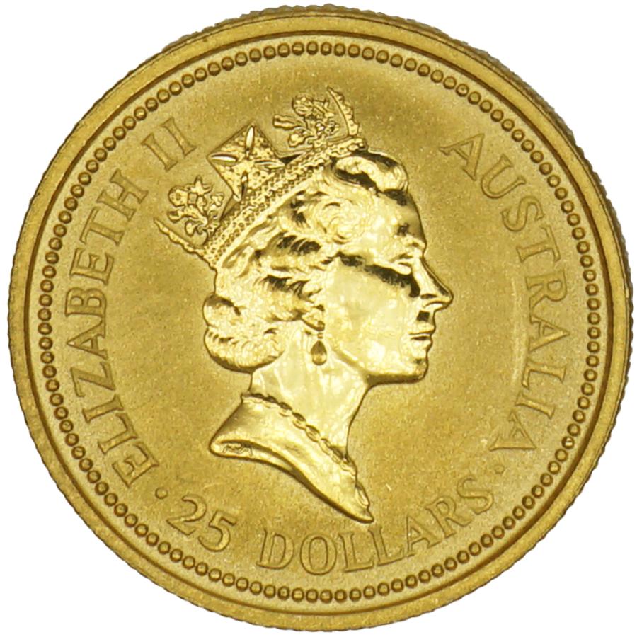 カンガルー金貨 オーストラリア 1/4オンス 流通品 1991年 中古AB/使用感小 貨幣 カンガルー 金貨 純金 1/4オンス 1/4oz