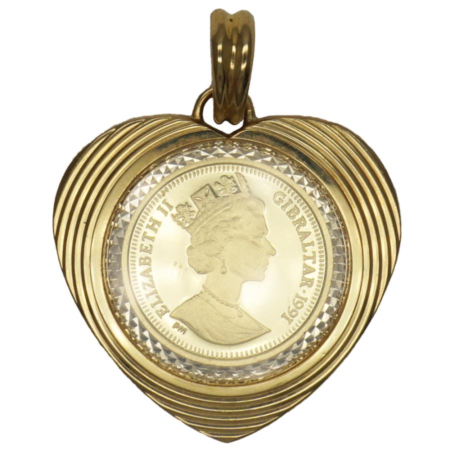 コイン：K24/枠：K18 ペンダントトップ 純金 ロイヤルドッグコイン