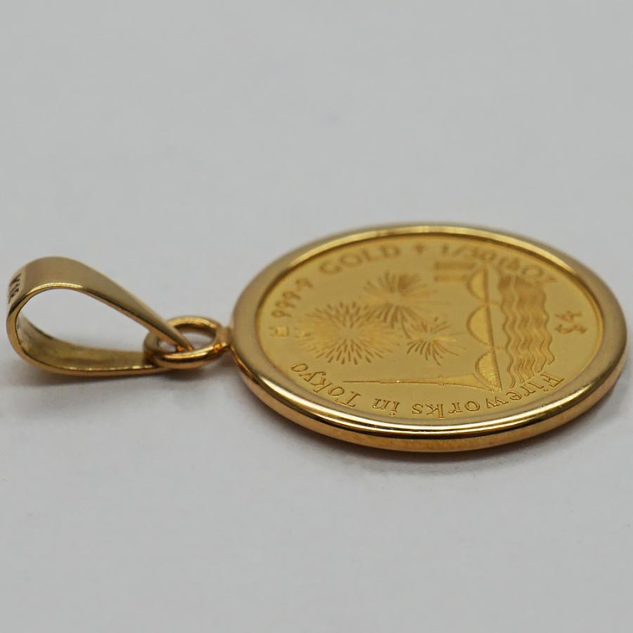 中古AB/使用感小 コイン：K24/枠：K18 ペンダントトップ Fireworks in Tokyo コイン 隅田川