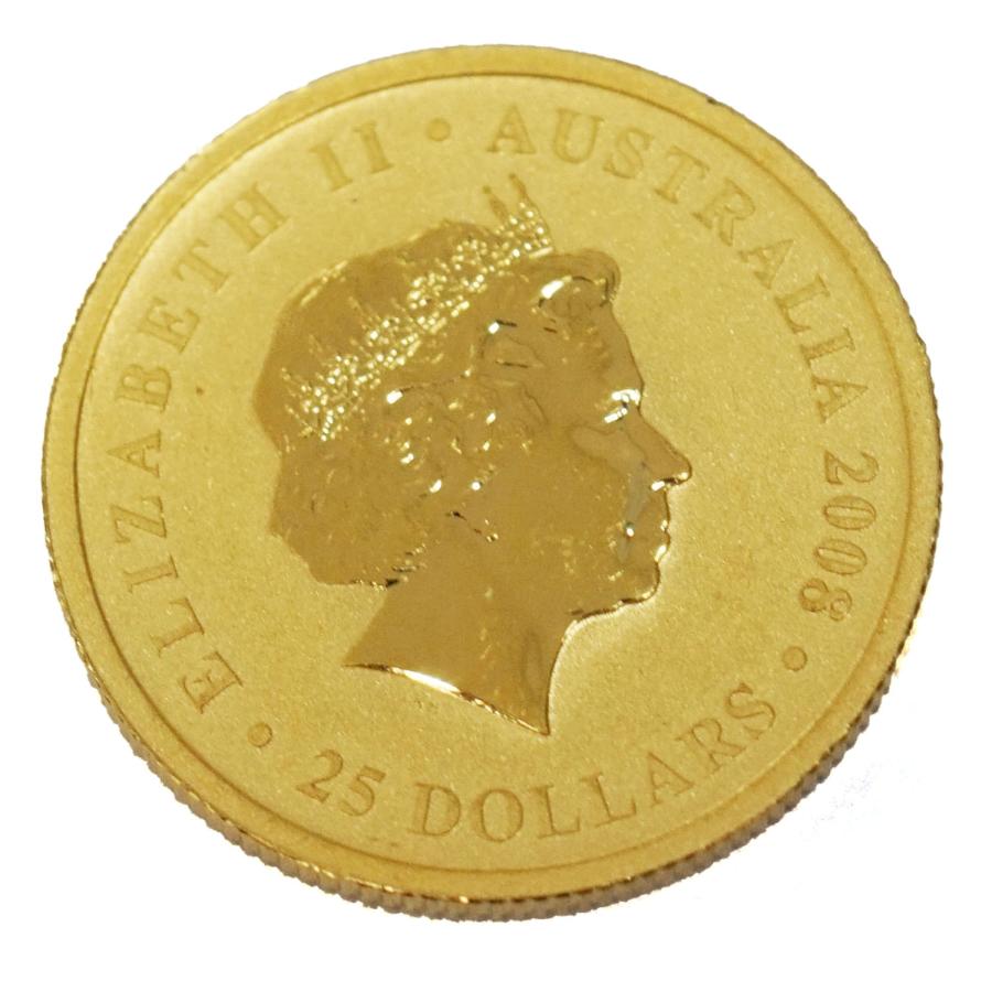 中古B/標準 貨幣 カンガルー 金貨 純金 1/4オンス 1/4oz 2008年 オーストラリア ナゲット コイン エリザベス2世 24金 K24  硬貨 メダル