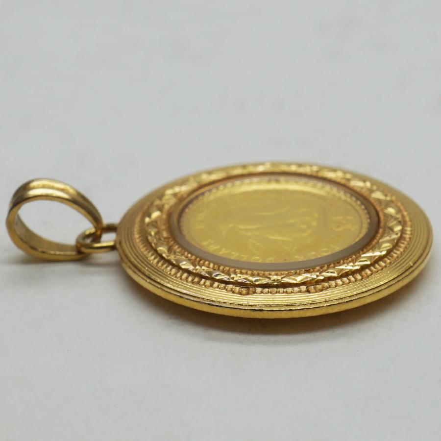 中古A/美品 コイン：K24/枠：K18 ペンダントトップ ペンギン コイン