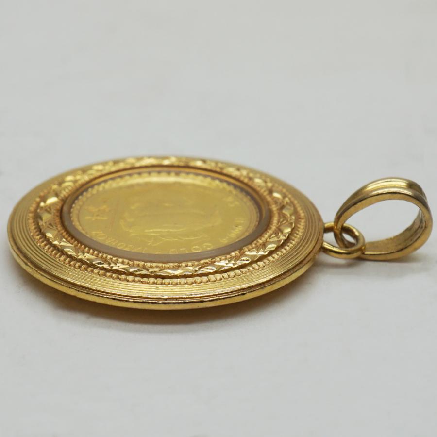 中古A/美品 コイン：K24/枠：K18 ペンダントトップ ペンギン コイン