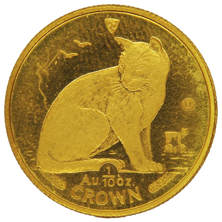 中古AB/使用感小 貨幣 マン島 キャットコイン 1990年 路地裏の猫 1/25