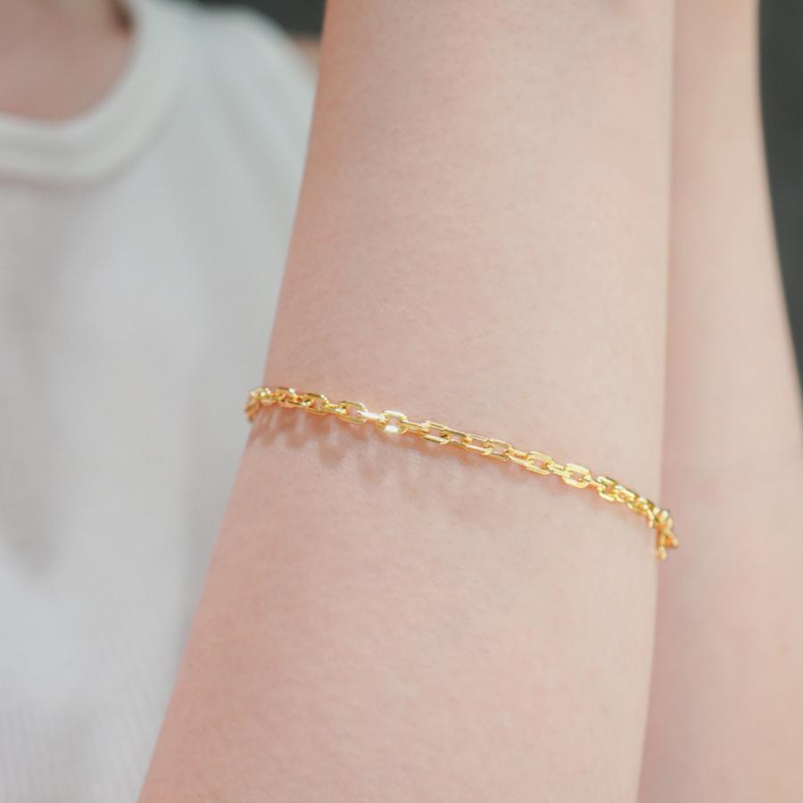 アーサリー（荒角小豆） 18cm ブレスレット ケーブルチェーン 小豆チェーン 荒角小豆 750 K18 18金 K18イエローゴールドの画像