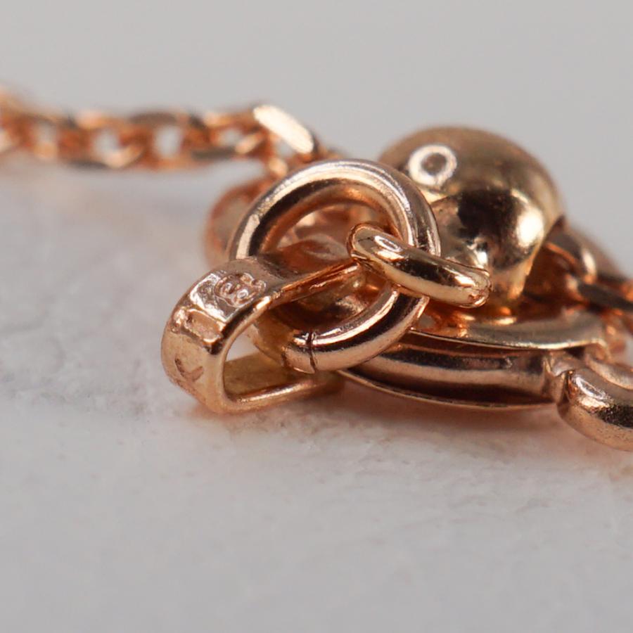 K18 ローズゴールド 小豆チェーン ネックレス 45cm スライド