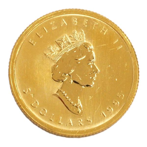 中古A/美品】貨幣 24金 メイプルリーフ 金貨 1/10オンス 1/10oz
