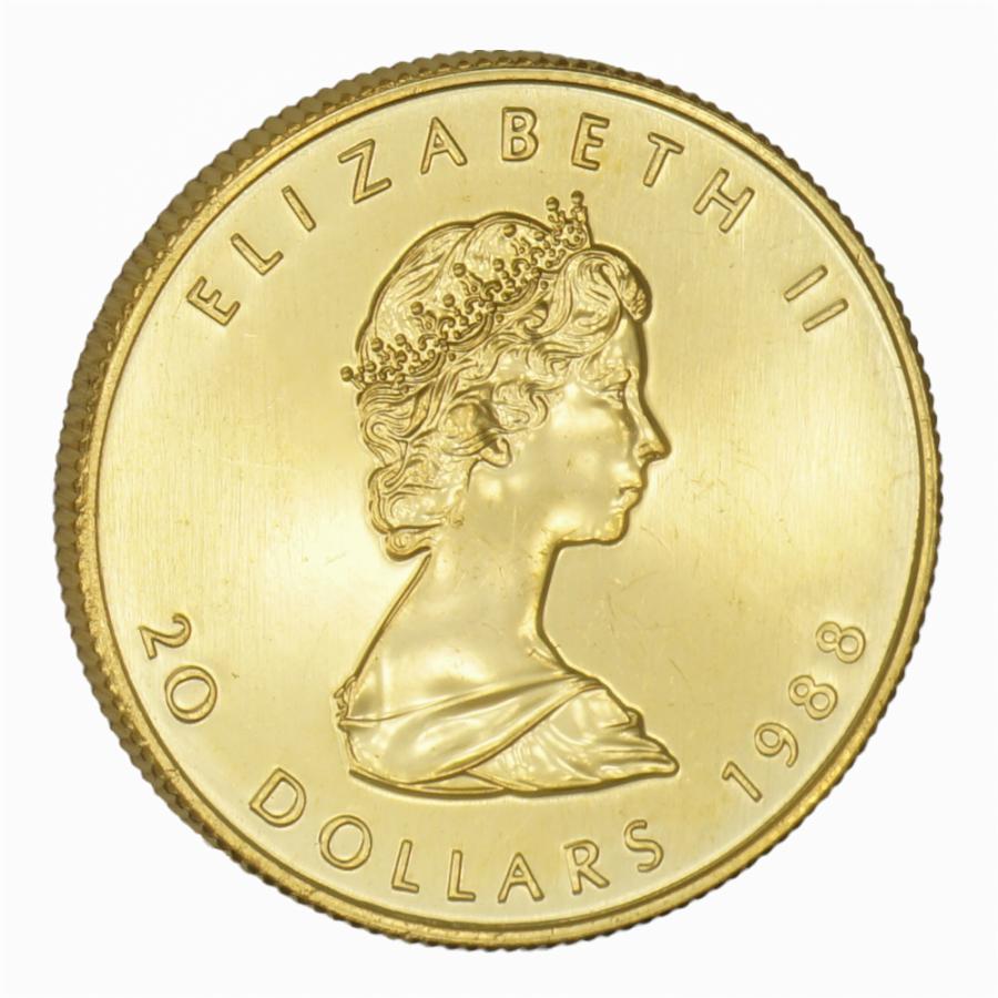 K24 純金 メイプルリーフ金貨 1/2oz ③ 中古AB/使用感小】 24金 メイプルリーフ 金貨 1/2オンス 1/2oz