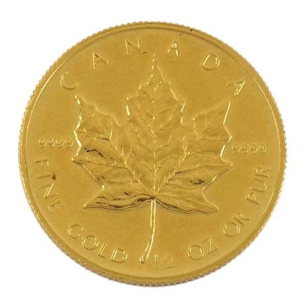 K24 純金 メイプルリーフ金貨 1/2oz ③ 24金 メイプルリーフ 金貨 1/2oz ランダムイヤー カナダ 純金 K24