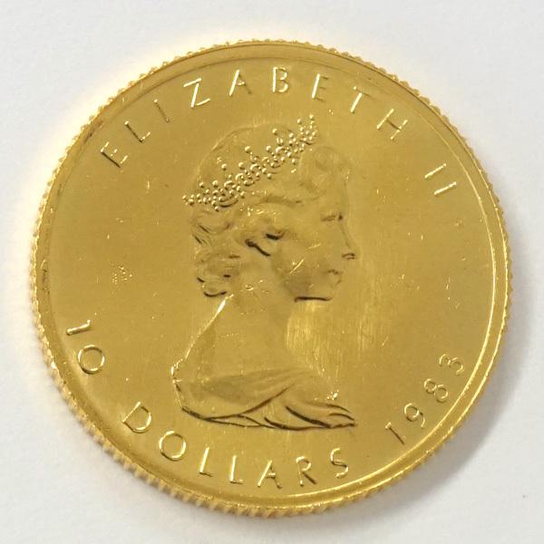 中古B/標準】 24金 メイプルリーフ 金貨 1/4オンス 1/4oz ランダム