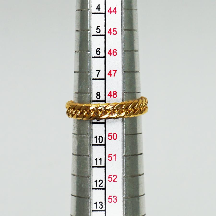 K18YG リング・指輪 9号 K18 喜平リング 指輪 キヘイ W6面 ダブル6面