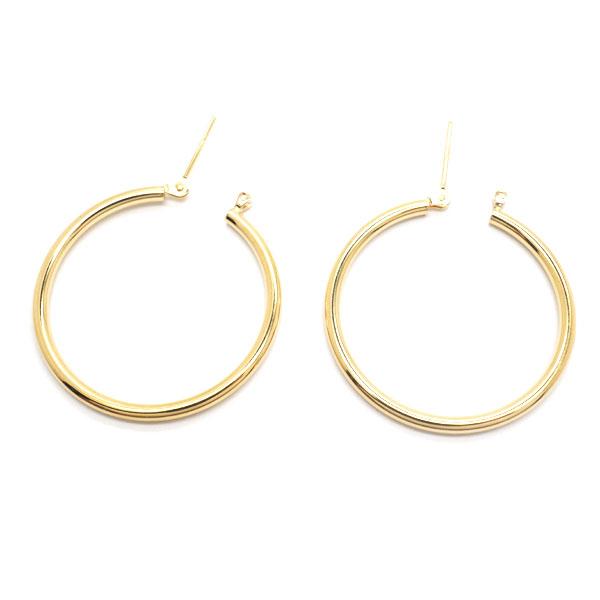 K18YG ピアス フープピアス 18金 K18 シンプル 直径3cm 幅2mm 18K 30mm