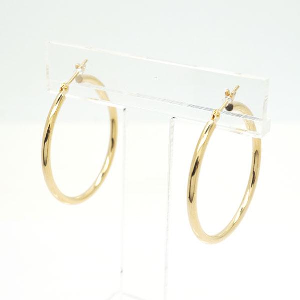 K18YG ピアス フープピアス 18金 K18 シンプル 直径3cm 幅2mm 18K 30mm
