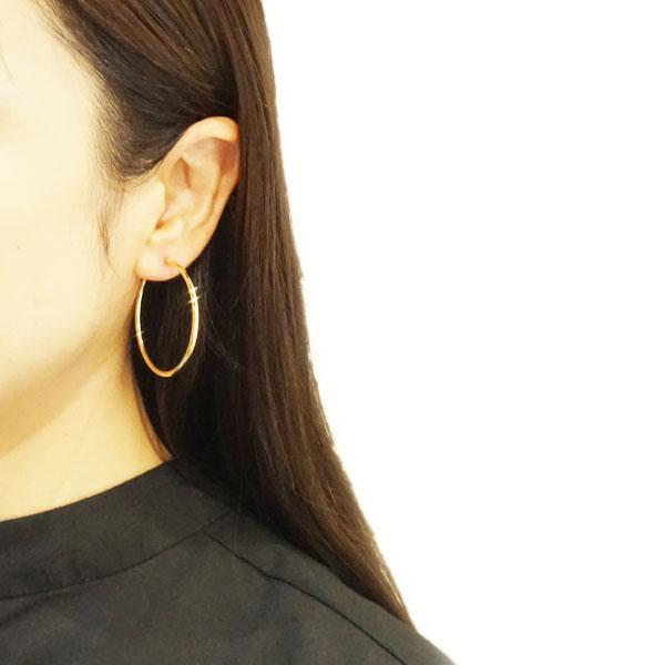 K18YG ピアス フープピアス 18金 K18 シンプル 直径4cm 幅2mm 18K 40mm