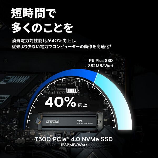 人気公式店 Crucial CT2000T500SSD5JP T500 内蔵SSD (2TB・NVMe(PCIe Gen 4 x4)・M.2・ヒートシンク付き)