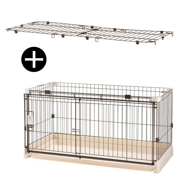 犬 サークル 犬用 室内 ペットサークル もっとお掃除簡単ペットサークル 120-60 アイボリー + 屋根面セット トレー付き 小型犬 おしゃれ Richell リッチェル