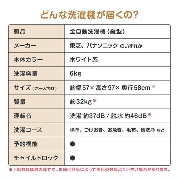 洗濯機 縦型 6kg 全自動洗濯機 おまかせ洗濯機 東芝 パナソニック