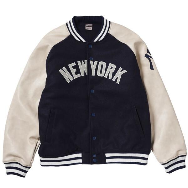 ニューヨークヤンキース　ジャケットコート　L 展示品 fanatics MLB STANDARDLOGO PU MELTON JKT NYヤンキース NAVY L