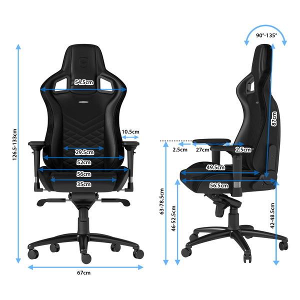 ゲーミングチェア オフィスチェア デスクチェア ブラック 黒 NBL-PU-BLA-003 noblechairs EPIC エグゼクティブデザイン｜aprice｜06