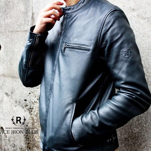RIDEZ RIDEZ ACE JACKET IRON BLUE XL RLJ110 シングルライダース