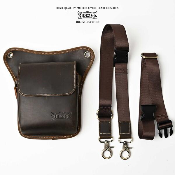 RIDEZ RIDEZ LEATHER LEG BAG D.BROWN RBP04 レッグバッグ : XPRICE