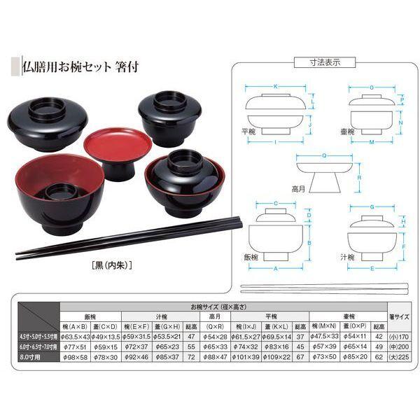 サンメニー（SUNMANY） 仏膳 5寸 黒内朱 仏具 お供え 霊供膳 仏壇 精進