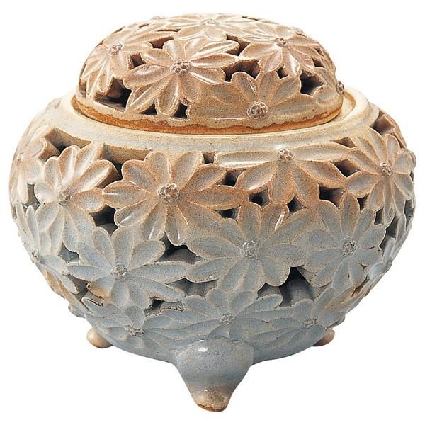萩焼　菊花透かし彫り　香炉 12-15 萩焼 菊紋透かし彫香炉 : XPRICE Yahoo!店 - 通販 - Yahoo