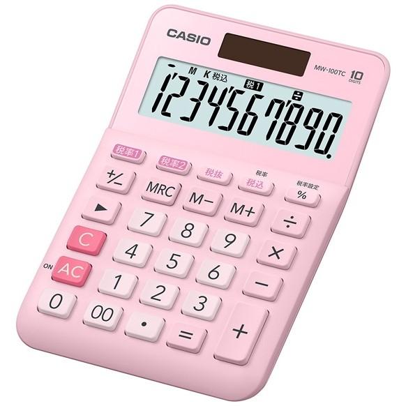 CASIO CASIO(カシオ) MW-100TC-PK ピンク 電卓(10桁・W税率計算 CASIO CASIO(カシオ) MW-100TC-PK ピンク 電卓(10桁・W税率計算