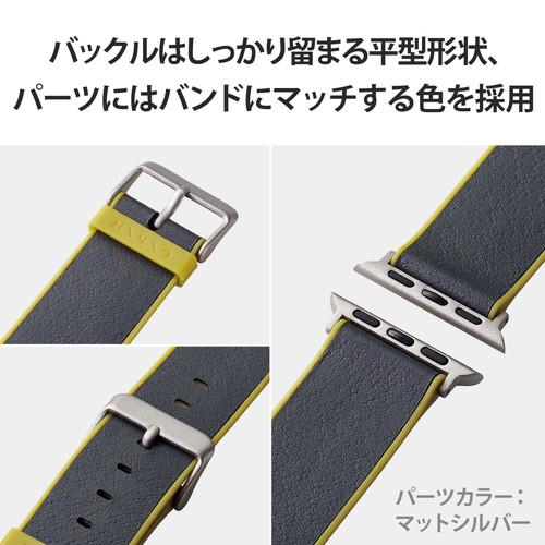 ELECOM AW-41BDMNOBK アップルウォッチ バンド ベルト 41mm 40mm 38mm レザー 金具シルバー ブラック×グリーン｜aprice｜07